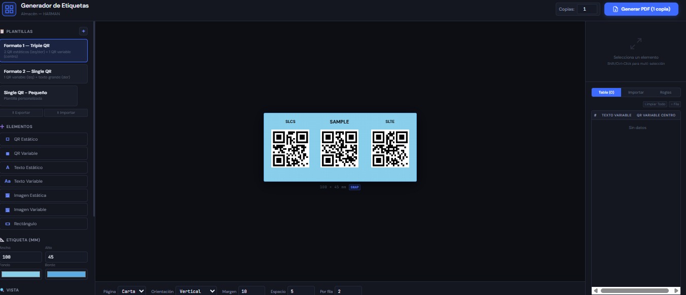 Etiquetas para racks — vista 1
