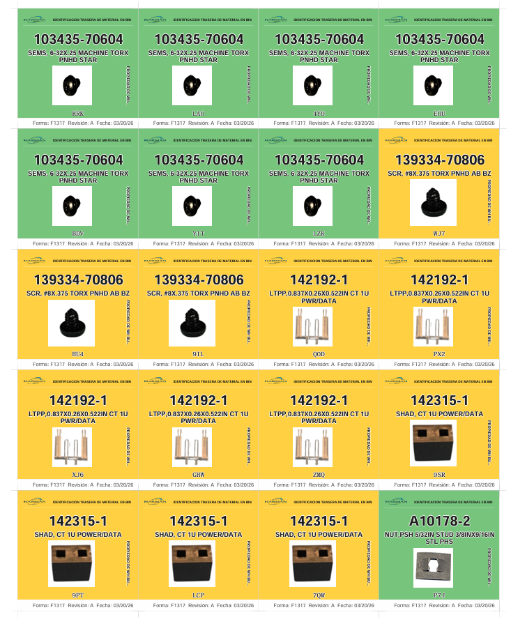 Identificación de bins — detalle etiquetas
