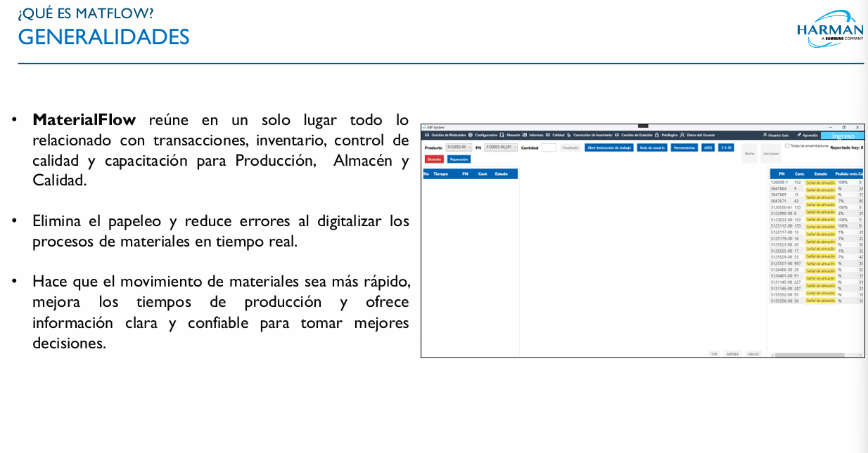 Entrenamiento Material Flow — diapositiva 1