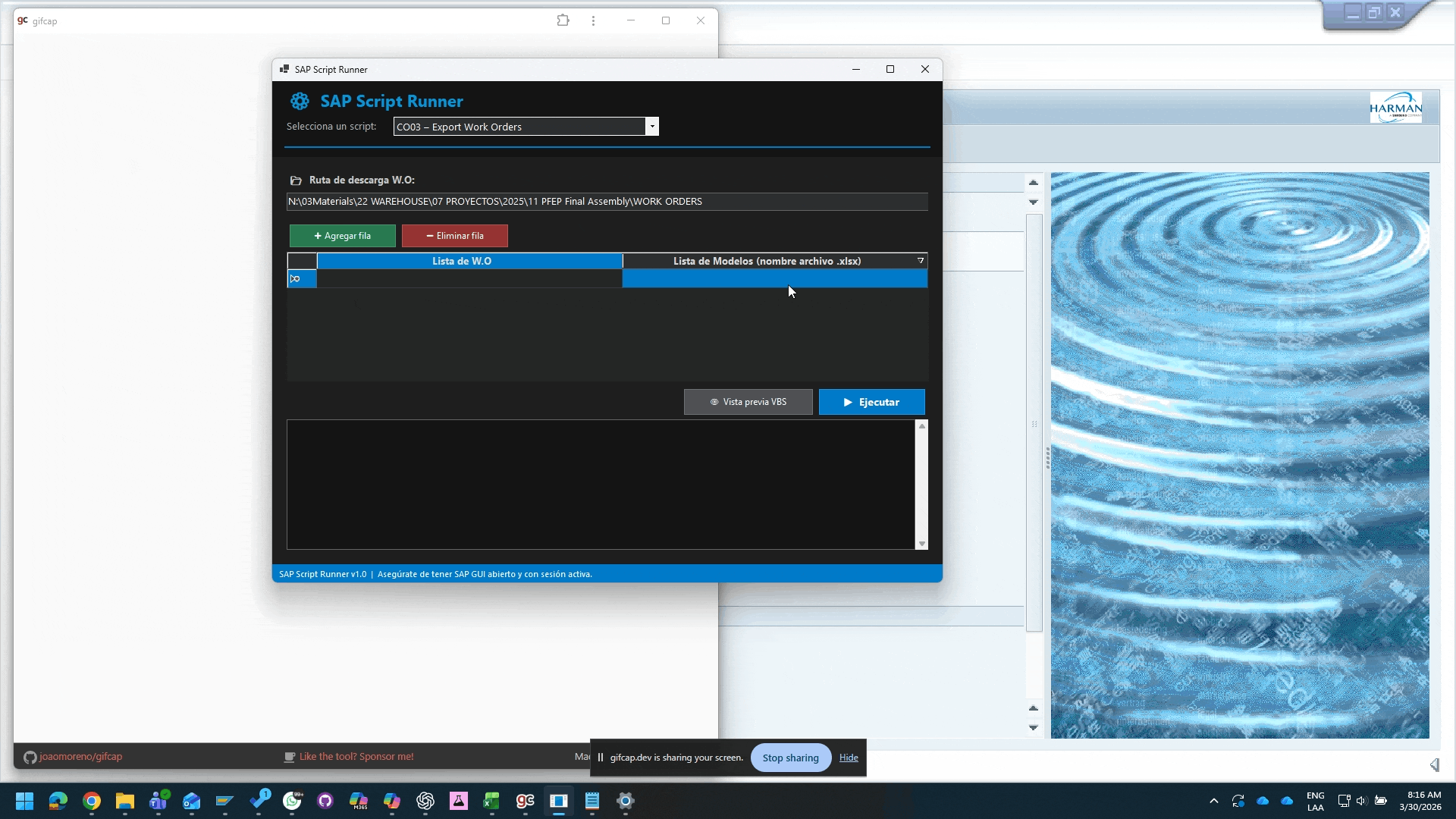 SAP Order Scripting Automation