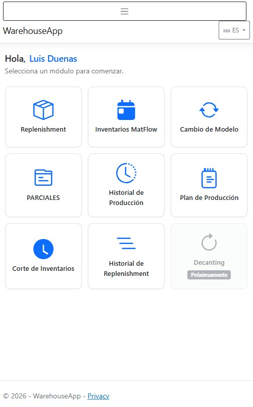 Smart Warehouse App interface