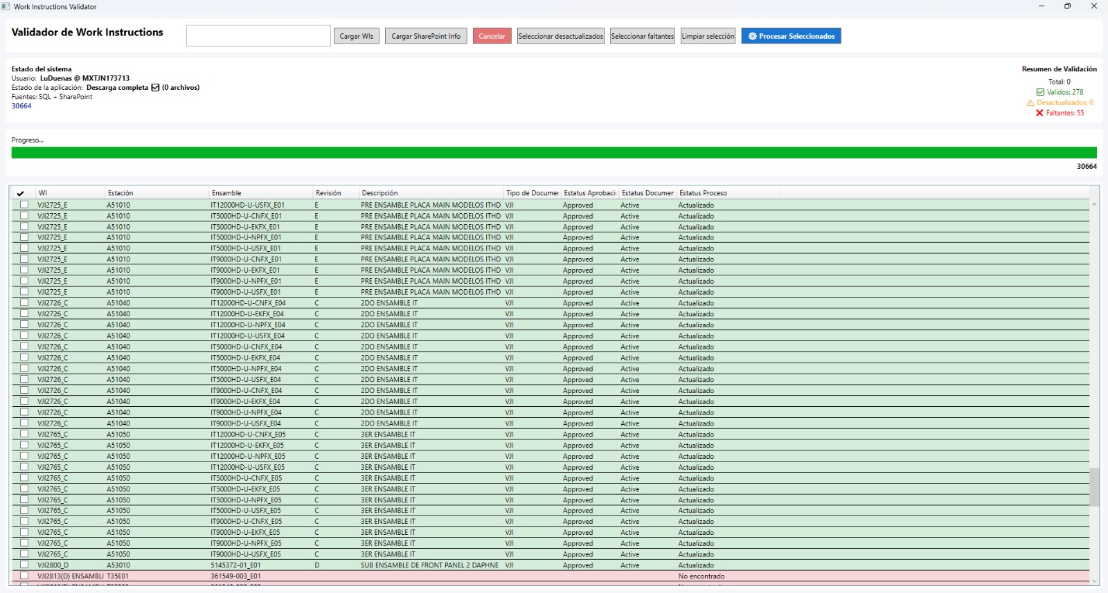Work Instructions Loader interface